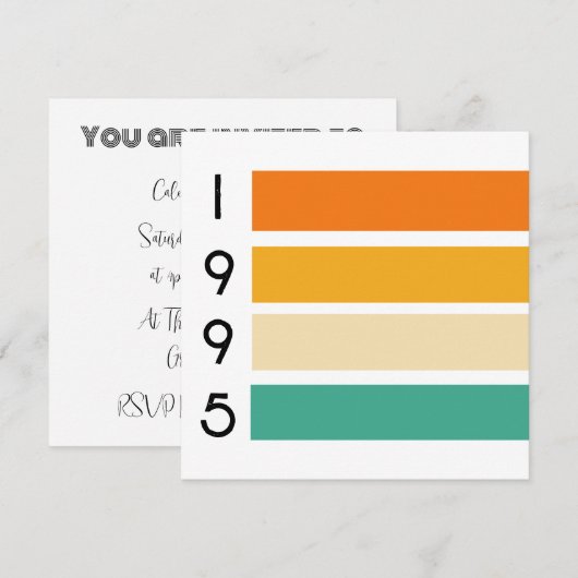 1995 Retro Stripe Sunset Vintag Einladung (Vorne/Hinten)