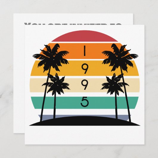 1995 Retro Stripe Sunset Vintag Einladung (Vorne/Hinten)