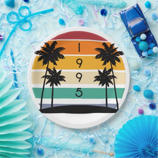 1995 Retro Stripe Sunset Vintag Pappteller (Party)