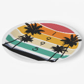 1995 Retro Stripe Sunset Vintag Pappteller (Schrägansicht)