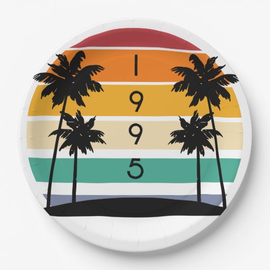 1995 Retro Stripe Sunset Vintag Pappteller (Vorderseite)