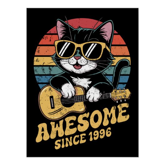1996 Birthday Cat Lover Ukulele Retro 30th Bday Poster (Vorderseite)