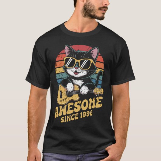 1996 Birthday Cat Lover Ukulele Retro 30th Bday T-Shirt (Vorderseite)