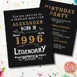 1996 Budget 30th Birthday Invitation Legend Flyer<br><div class="desc">An elegant 30th birthday party celebration invitation for that true Legend. A black and gold elegant template. Personalize and add a name and party details. LOW BUDGET INVITATION FLYERS. *** PLEASE NOTE this budget option is a flyer (no envelopes included) hence the low price - The SATIN option is the...</div>