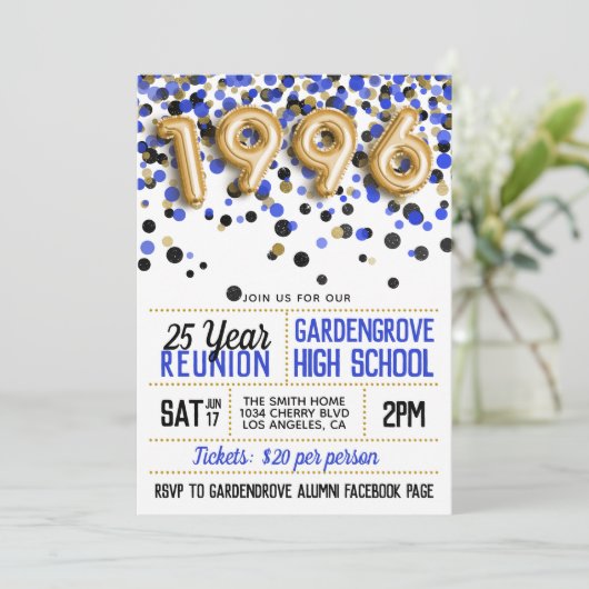 1996 High School Uni Wiedersehen Einladung (Stehend Vorderseite)