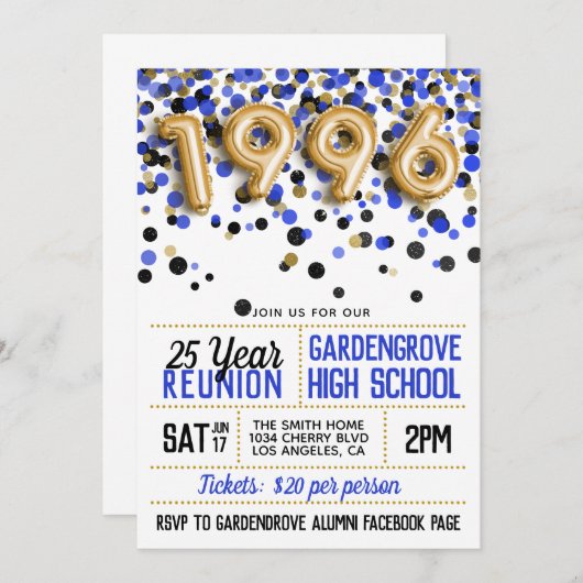 1996 High School Uni Wiedersehen Einladung (Vorne/Hinten)