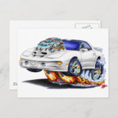 1998-02 Feuervogel Trans Am White Car Postkarte (Vorne/Hinten)
