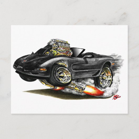 1998-2004 Corvette Black Convertible Postkarte (Vorderseite)