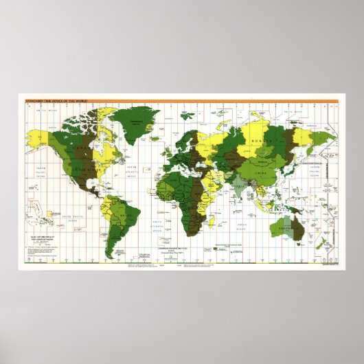 1999 CIA Zeitzone Karte der Welt Poster (Vorne)