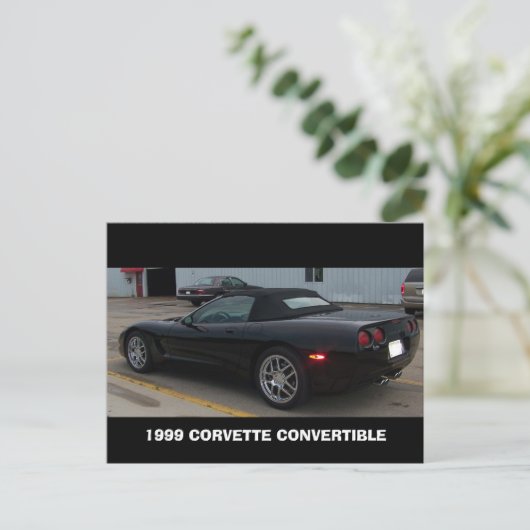 1999 CORVETTE CONVERTIBLE ANGLE VIEW POSTKARTE (Stehend Vorderseite)