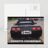1999 CORVETTE KONVERTIBLE REAR VIEW POSTKARTE (Vorne/Hinten)