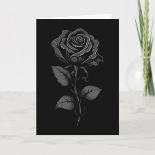 199 Blumen schwarze Rose Grafik, Klein Karte
