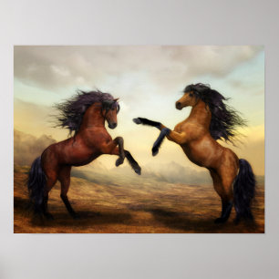 19.00''x14.25'' Dueling Hengste Painting Poster