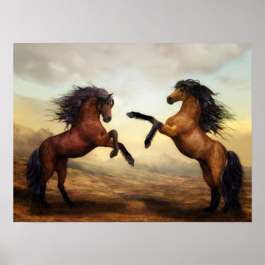 19.00''x14.25'' Dueling Hengste Painting Poster (Vorne)