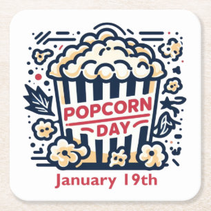 19.01. - Popcorn Day Rechteckiger Pappuntersetzer