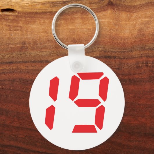 19 19 Uhr, digitale Nummer Schlüsselanhänger (Vorderseite)