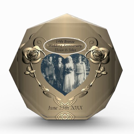 19./8. Bronze(Color)Foto Hochzeitstag Fotoblock (Vorderseite)