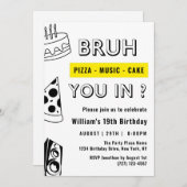 19. Bruh, Sie in Birthday Teen Boy Funny Einladung (Vorne/Hinten)