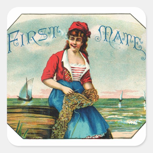 19. C. First Mate Cigars Quadratischer Aufkleber (Vorderseite)