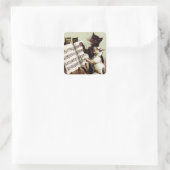 19. C. singende Katzen Quadratischer Aufkleber (Tasche)