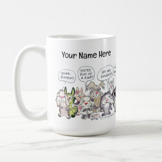 19 Cartoon Bunderful Bunny Rabbits Custom Tasse (Links)