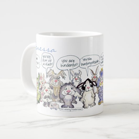 19 Cartoon Kaninchen Jumbo Tasse (Vorderseite Links)