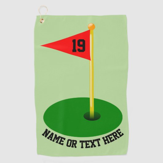 19. Durchlöchern Sie Ihren Text Golfhandtuch (Vorderseite)