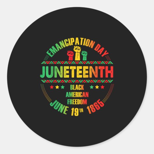 19. Emanzipationstag Schwarz Juni 1865 Runder Aufkleber (Vorderseite)