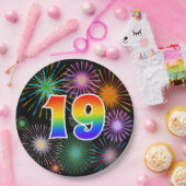 19. Event - Spaß, farbenfroh, kühl, Regenbogen 19 Pappteller (Party)