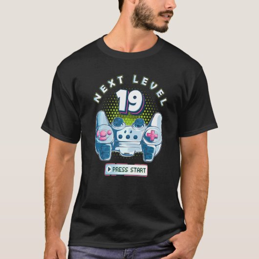 19 Gamer Next Level 19 Gaming Controller zum Gebur T-Shirt (Vorderseite)