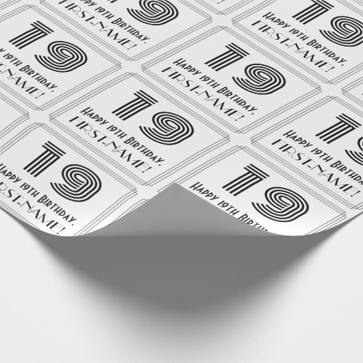 19. Geburtstag: Art Deco Inspiriert Stil "19" + Na Geschenkpapier (Ecke)