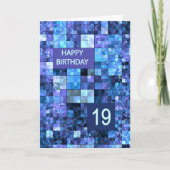 19. Geburtstag, Blue Squares, Karte (Vorderseite)