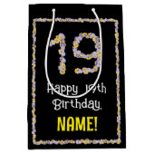 19. Geburtstag: Blumennummer, Individuelle Name, B Mittlere Geschenktüte (Vorderseite)