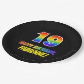 19. Geburtstag: Bold, Fun, Simple, Rainbow 19 Pappteller (Schrägansicht)
