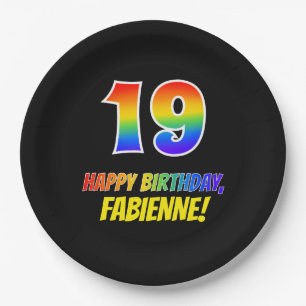 19. Geburtstag: Bold, Fun, Simple, Rainbow 19 Pappteller