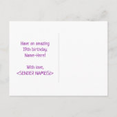 19. Geburtstag: Bold, Fun, Simple, Rainbow 19 Postkarte (Rückseite)