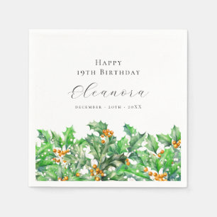 19. Geburtstag Dezember Geburtstag Blume Holly Cus Serviette