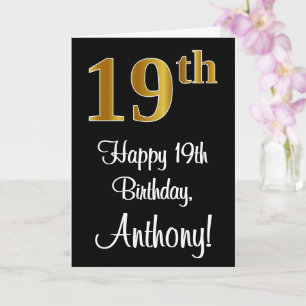 19. Geburtstag ~ Elegantes Luxuriöses Faux-Gold-Lo Karte