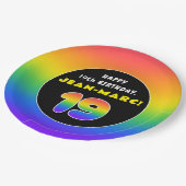 19. Geburtstag: Farbiger Regenbogen # 19, Individu Pappteller (Schrägansicht)