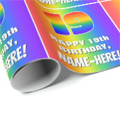 19. Geburtstag: Farbiges, lustiges Regenbogenmuste Geschenkpapier (Rolleneckpunkt)