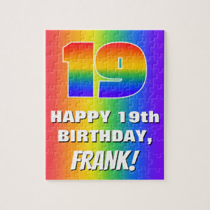 19. Geburtstag: Farbiges, lustiges Regenbogenmuste Puzzle