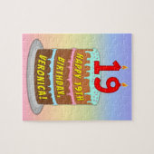 19. Geburtstag: Fun Cake and Candles + Individuell Puzzle (Horizontal)