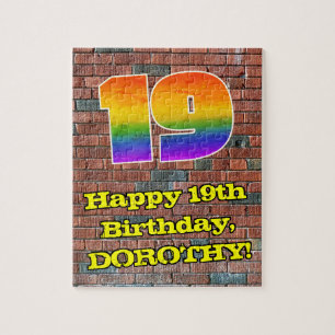 19. Geburtstag: Fun Graffiti-Inspiriert Regenbogen Puzzle