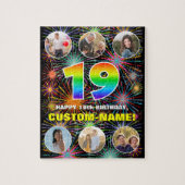 19. Geburtstag: Fun Rainbow #, Individuelle Name + Puzzle (Vertikal)