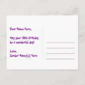 19. Geburtstag: Fun Stars Pattern, Regenbogen 19, Postkarte (Rückseite)