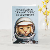 19. Geburtstag Funny Space Cat Karte (Gelbe Blume)