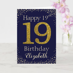 19. Geburtstag Goldene Glitzer-Karte Karte
