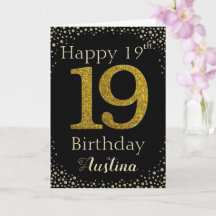 19. Geburtstag Goldene Glitzer-Karte
