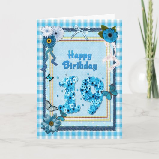 19. Geburtstag mit Scrapbook-Effekt Karte (Vorderseite)