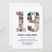 19. Geburtstag Nr. 19 Custom Foto Collage Einladung (Vorne/Hinten)